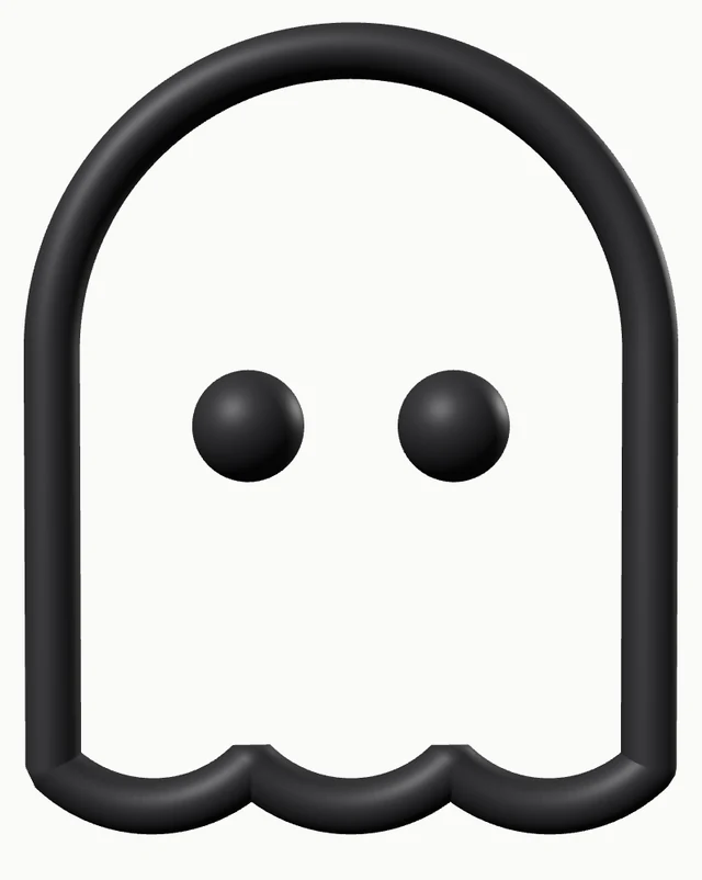 The ThreadGhost mark rendered as a matte graphite tube, turning slowly